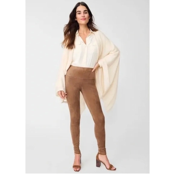 J. McLaughlin Pants - J. McLaughlin Cognac Faux Suede High Rise Leggings Equestrian Quiet Luxury NWT